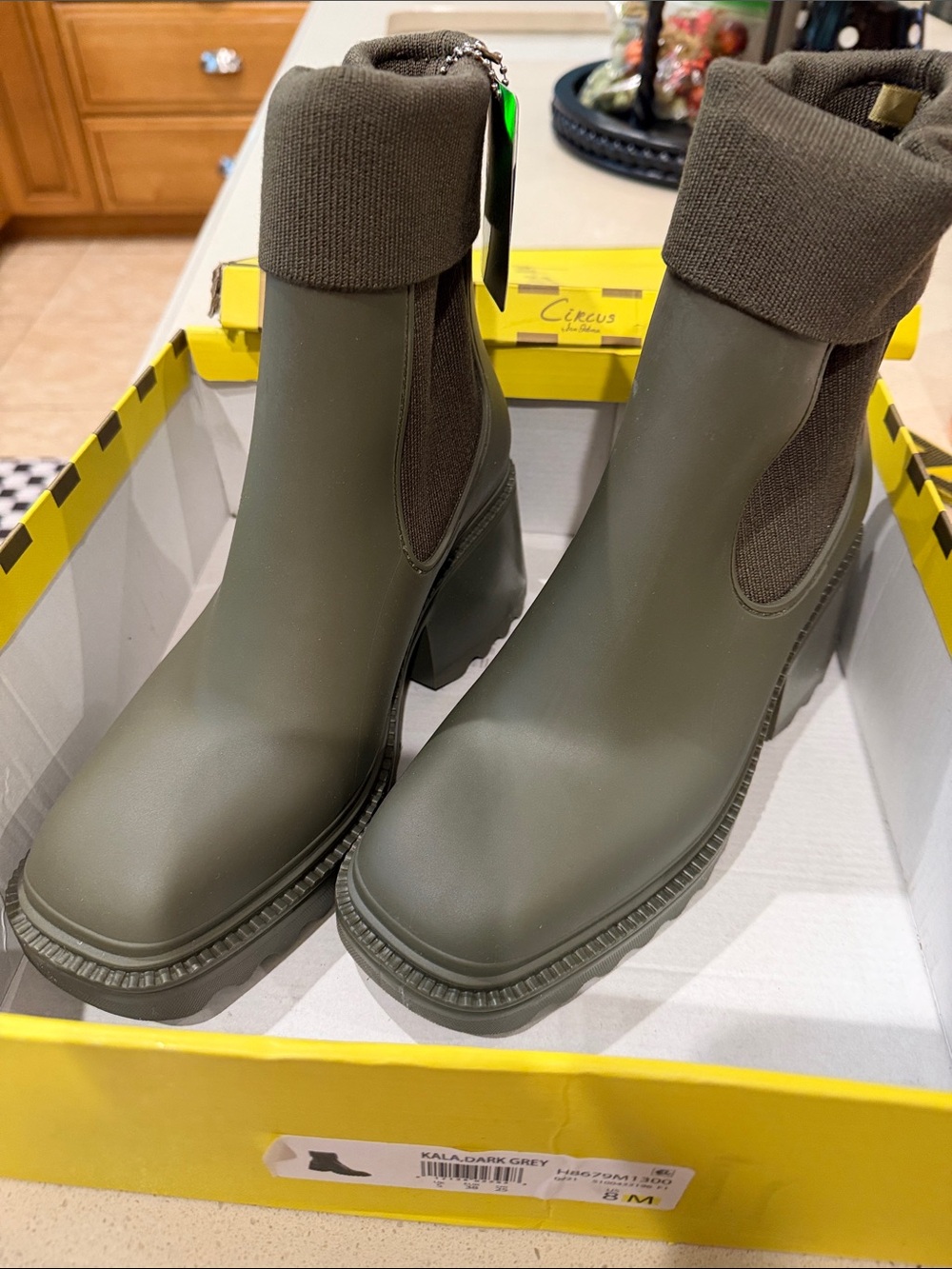 Circus by Sam Edelman Olive Green Chunky Chelsea Heeled Boots